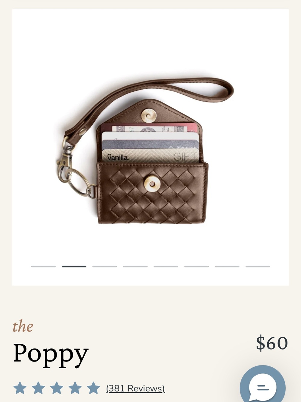 Andar “Poppy” Woven Leather Wallet Card Case - Picture 2 of 3